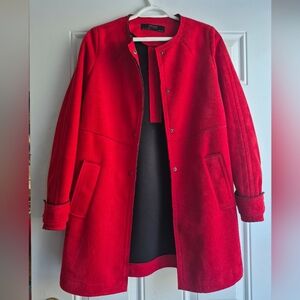 Zara Women's Red Faux Suede Coat